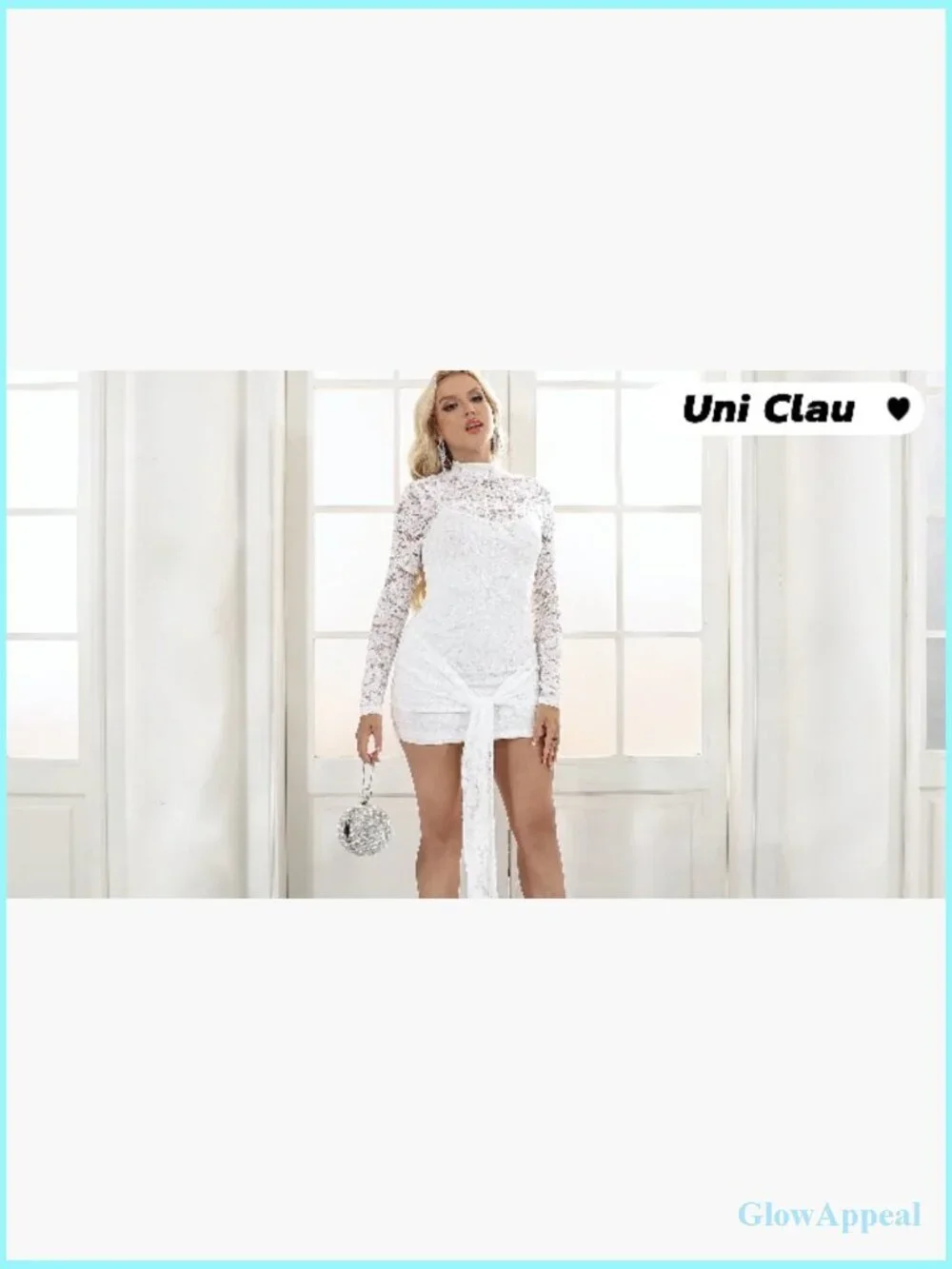 2 Piece Lace Bodycon Mini Dress Set Long Sleeve with Slip Dress Night Out